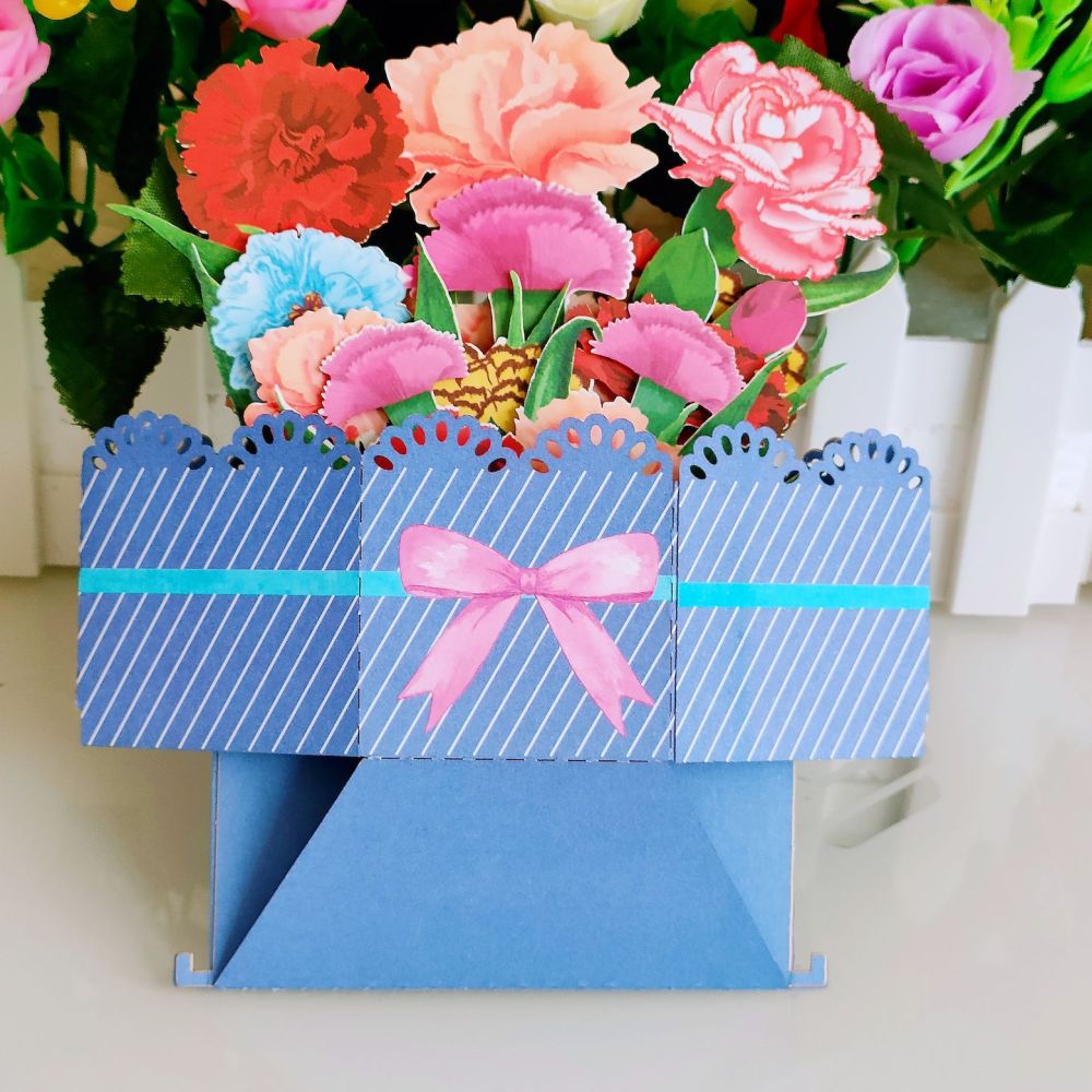 Carnations Bouquet Ornament 3D Greeting Card（x1）