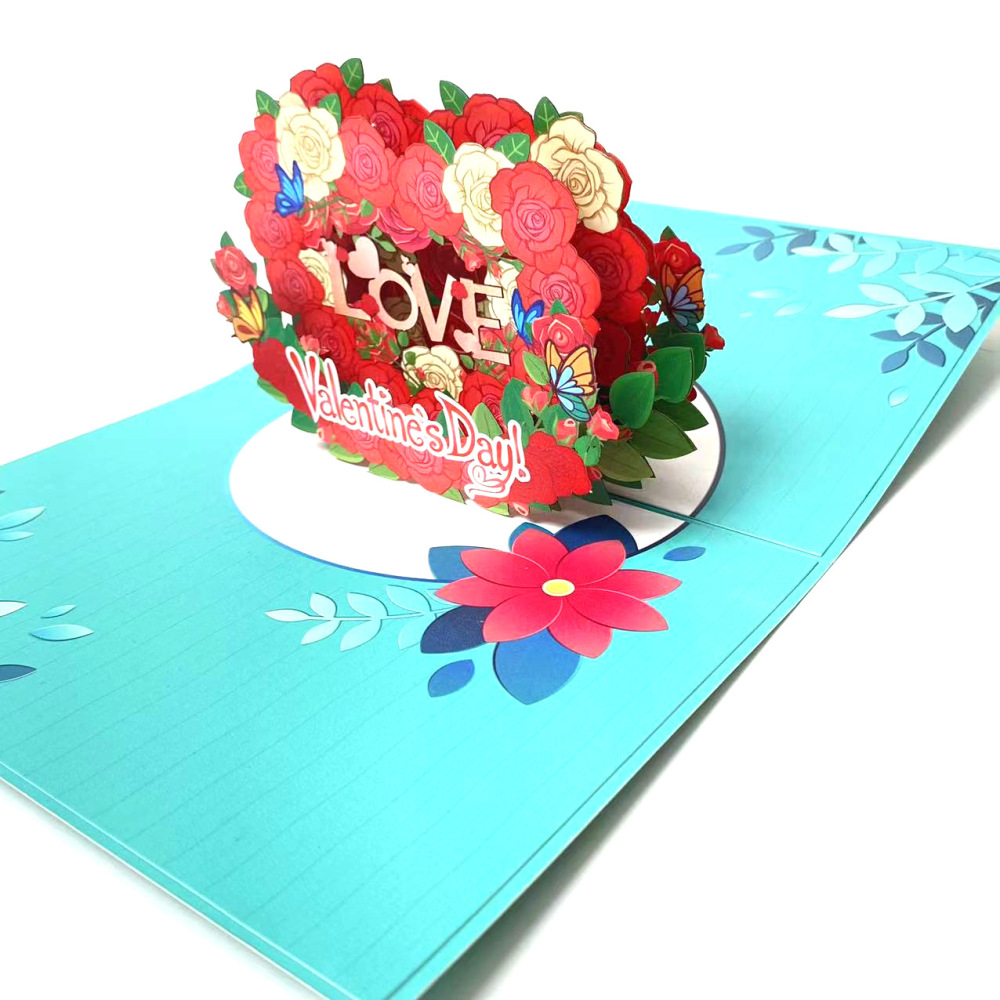 Pink Blue Valentine's Day 3D Greeting Card（x1）