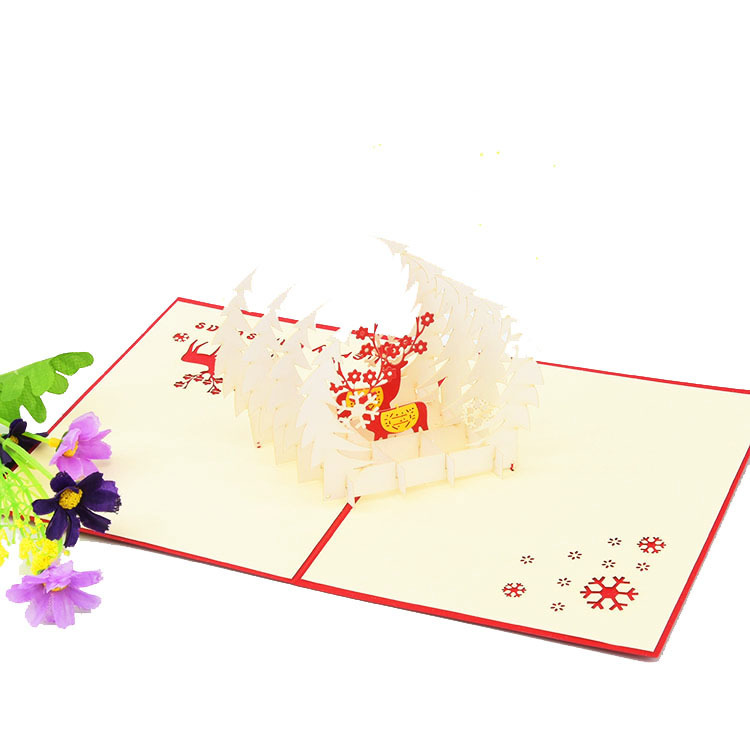 Snow Deer Christmas New Year 3D Greeting Card（x1）