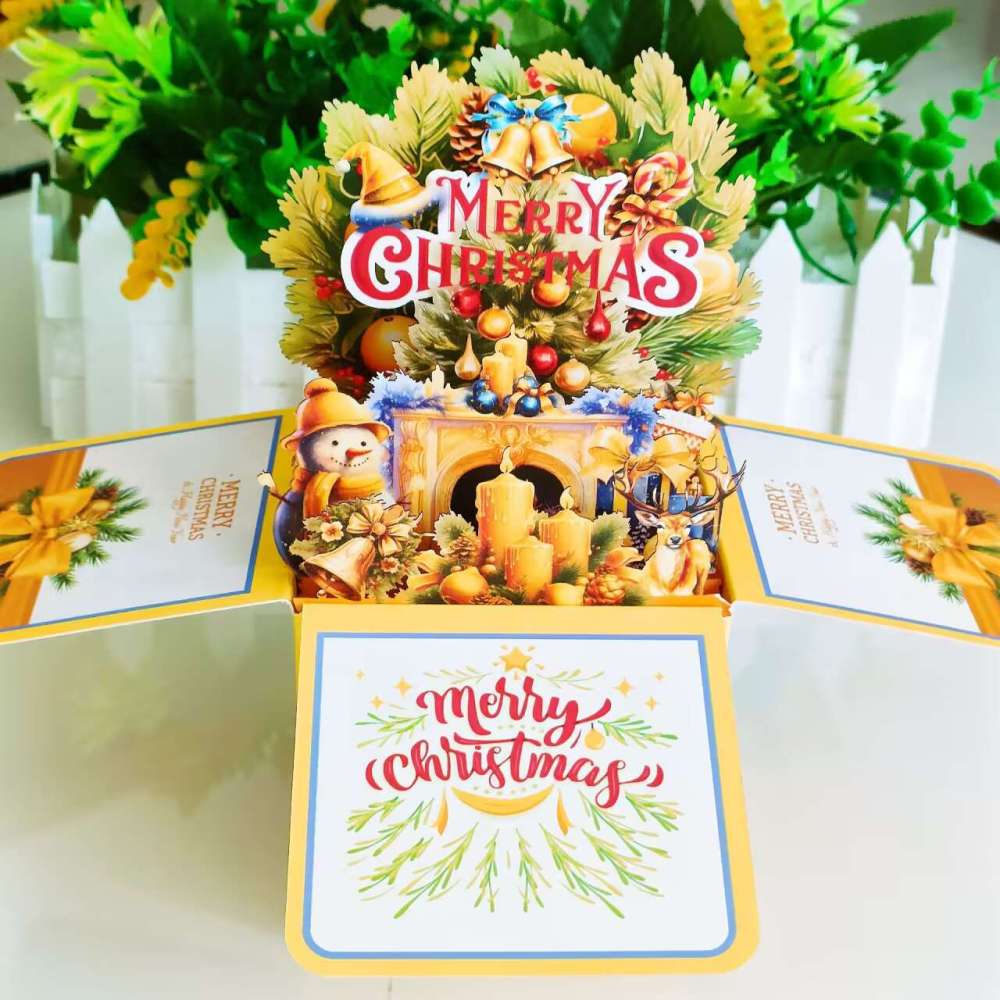 Yellow Christmas 3D Greeting Card Box（x1）