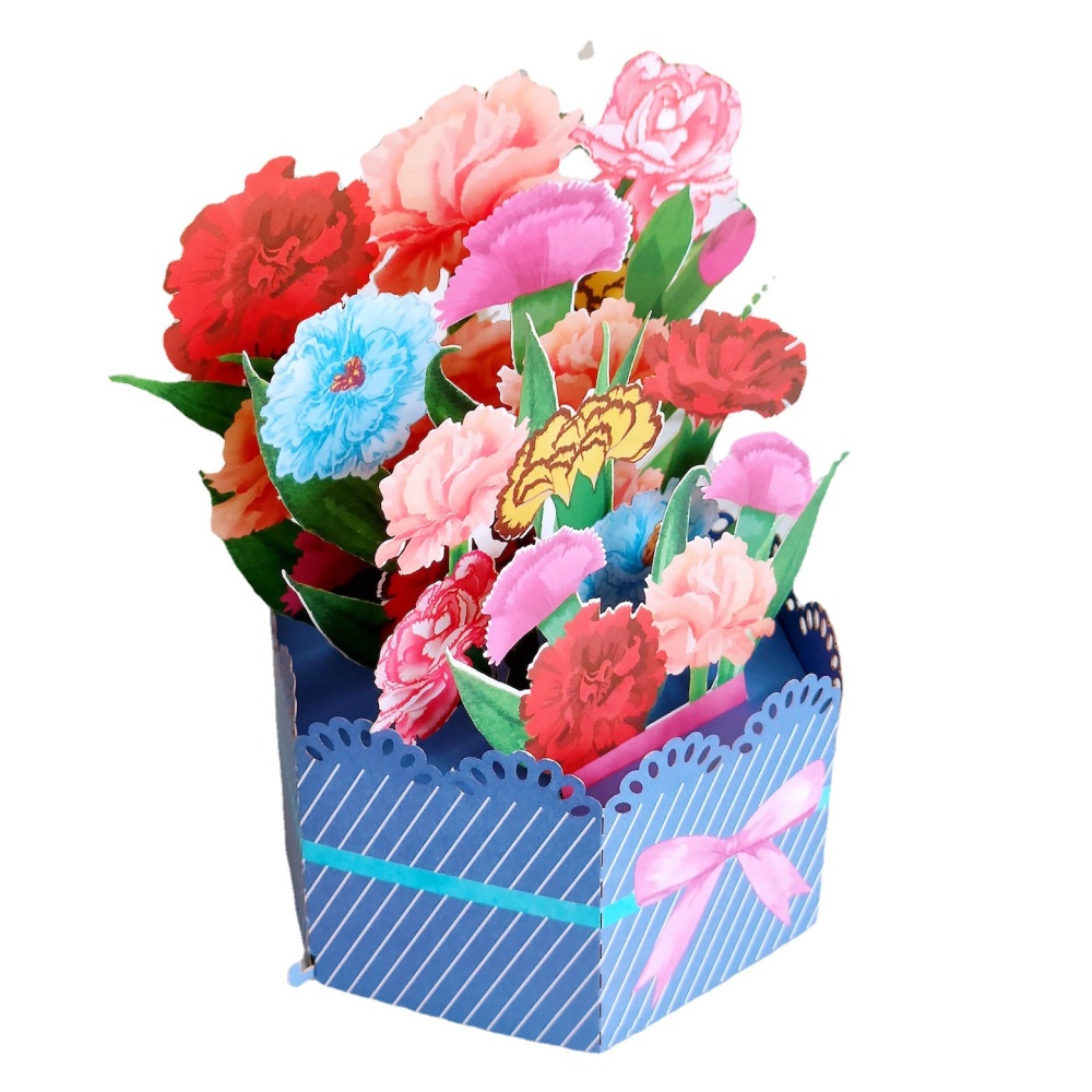 Carnations Bouquet Ornament 3D Greeting Card（x1）