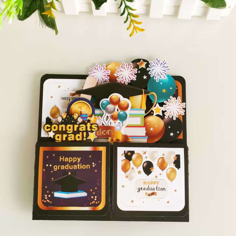Black Gold Graduation 3D Greeting Card Box（x1）