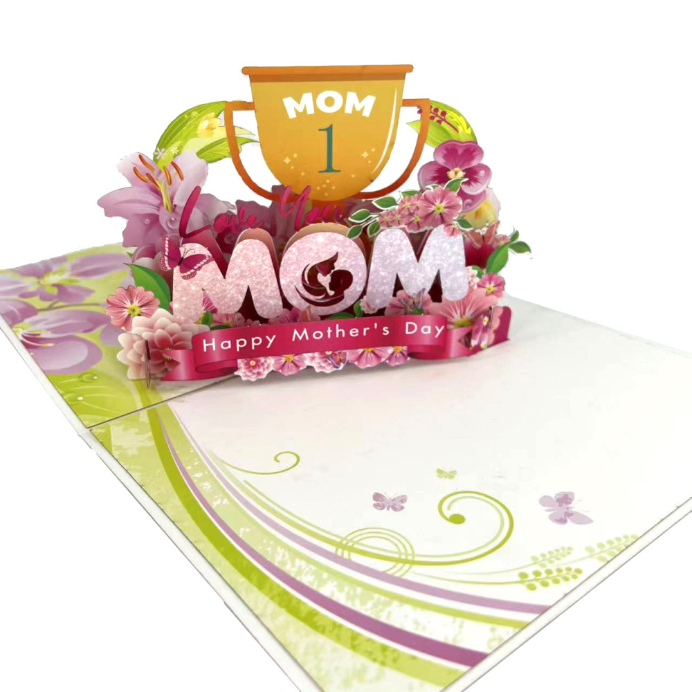 Flower Trophy Mother's Day 3D Greeting Card（x1）