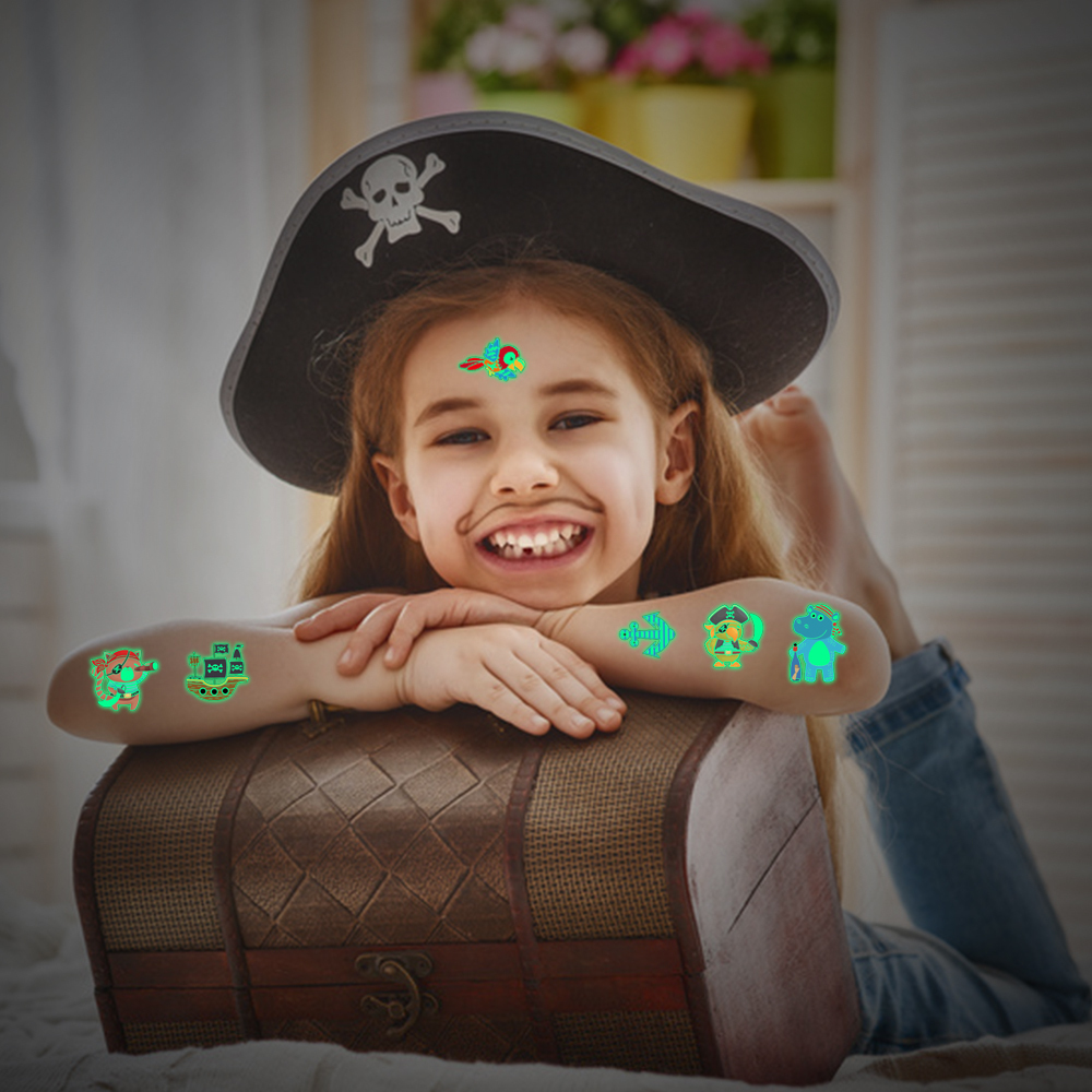 Pirate Temporary Tattoos Stickers Glow Set（x1）