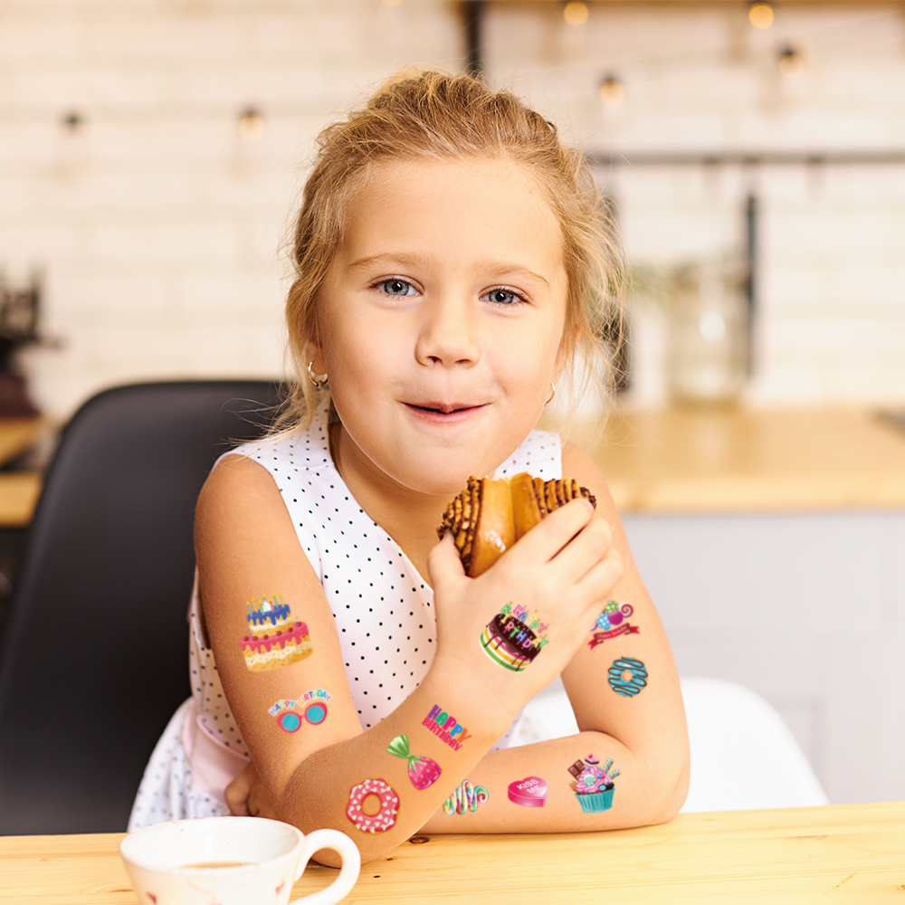 Dessert Candy Cake Donuts Waterproof Tattoo Sticker Set（x1）