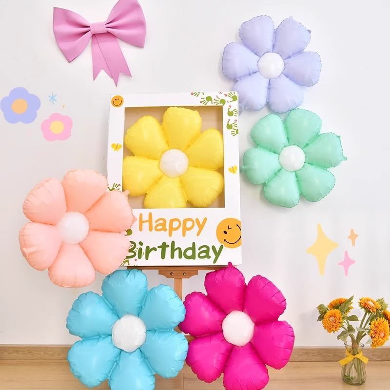 Macarons Candy-colored Small Daisies Sunflower Frangipani Balloons