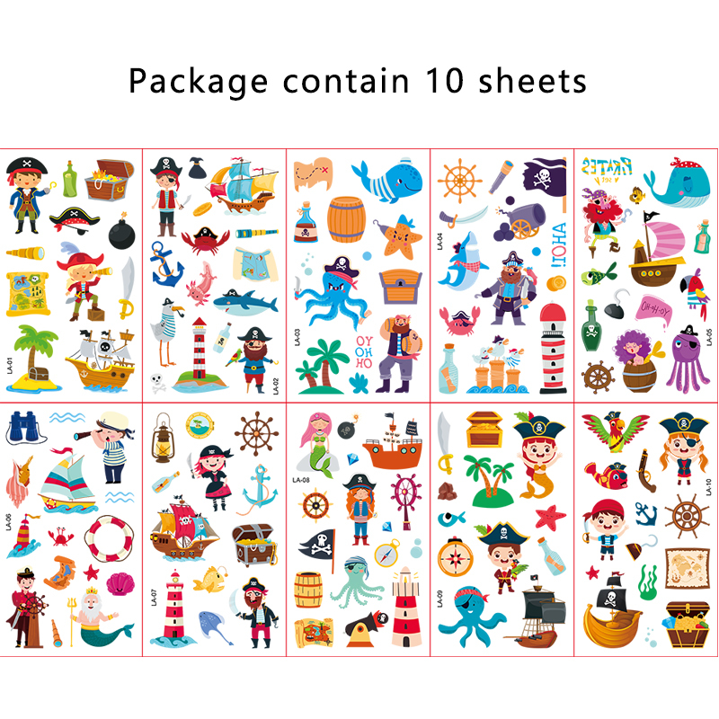 Cartoon Pirate Waterproof Tattoo Sticker Set（x1）