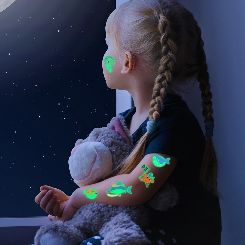 Marine Animal Temporary Tattoos Stickers Glow Set（x1）