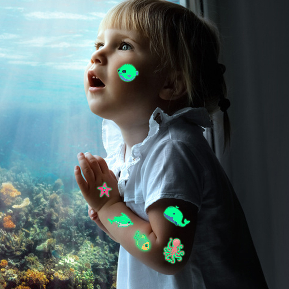 Marine Animal Temporary Tattoos Stickers Glow Set（x1）