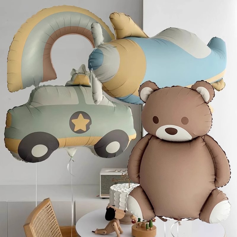 Ins Matte Matte Car Plane Bear Cartoon Cute Foil Balloon