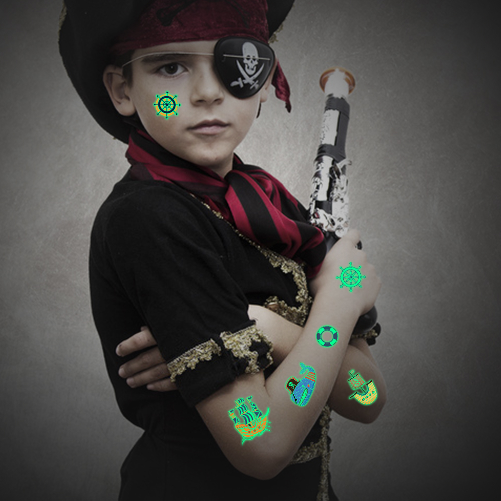 Pirate Temporary Tattoos Stickers Glow Set（x1）