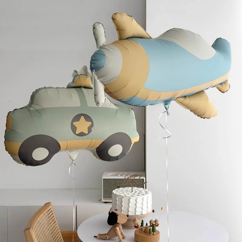 Ins Matte Matte Car Plane Bear Cartoon Cute Foil Balloon