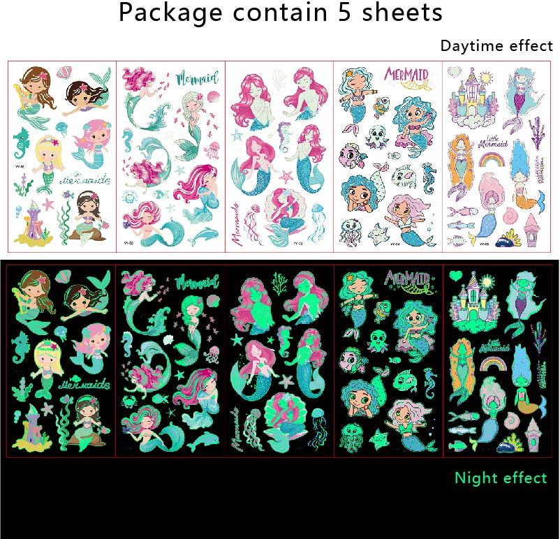 Mermaid Temporary Tattoos Stickers Glow Set（x1）