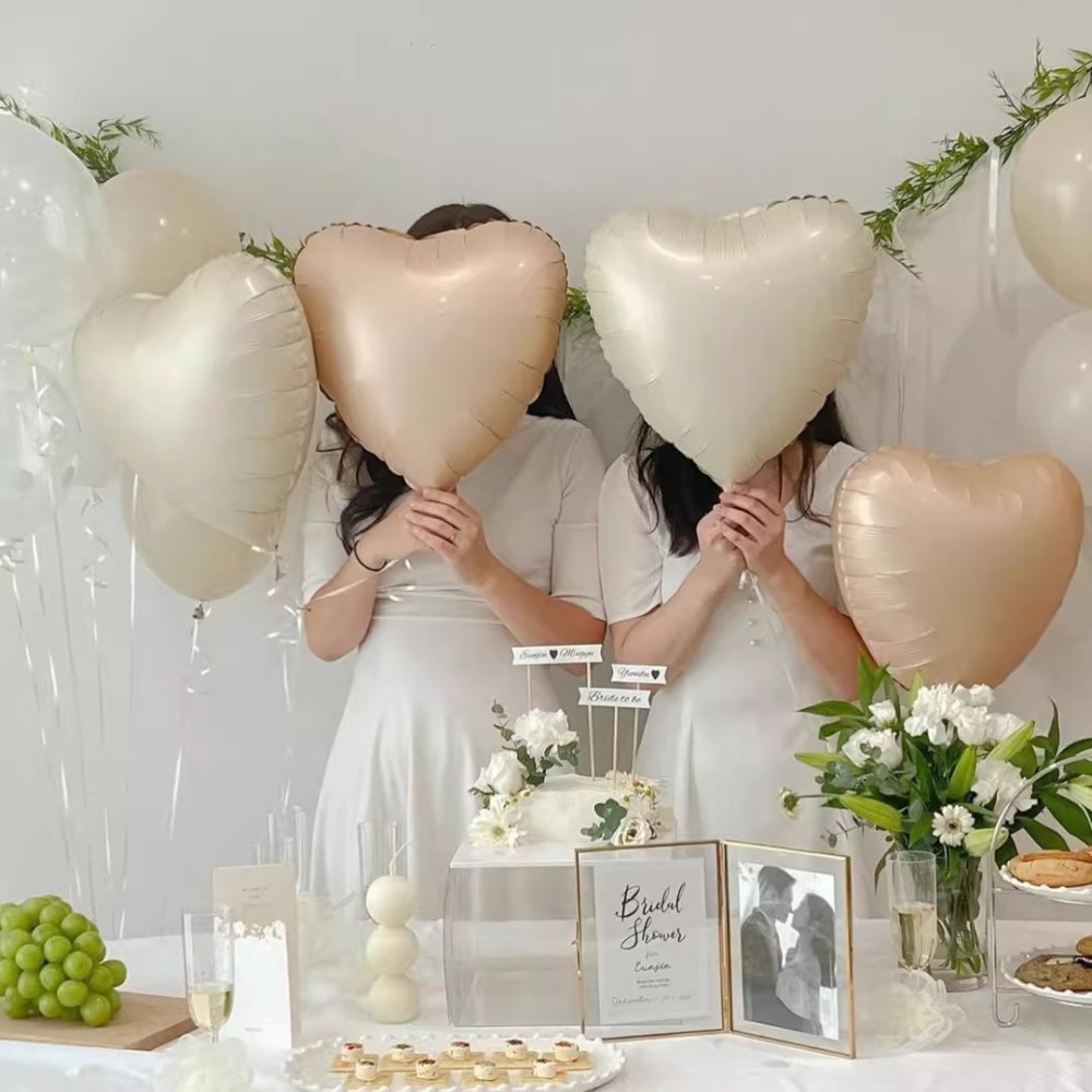 18-inch Vintage Cream Caramel Heart Foil Balloon With Five Pointed Stars