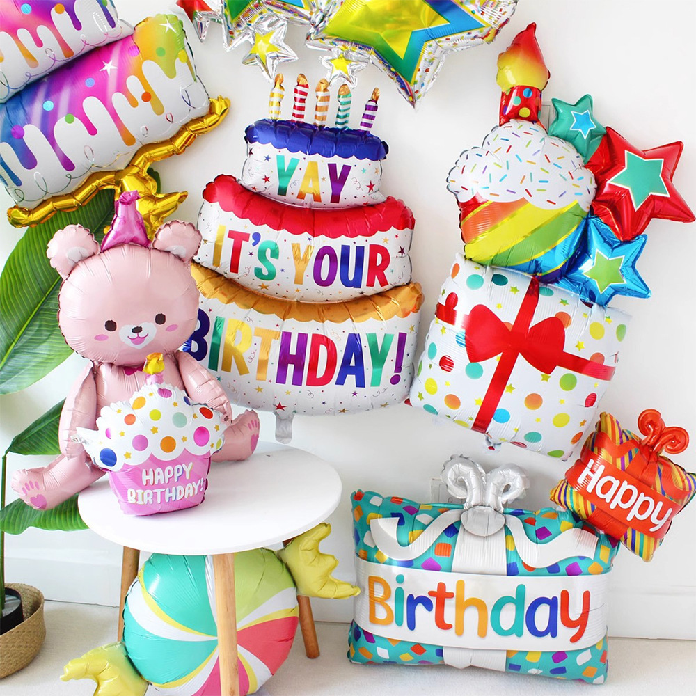 Photo Props Colorful Large Birthday Cake Foil Balloon