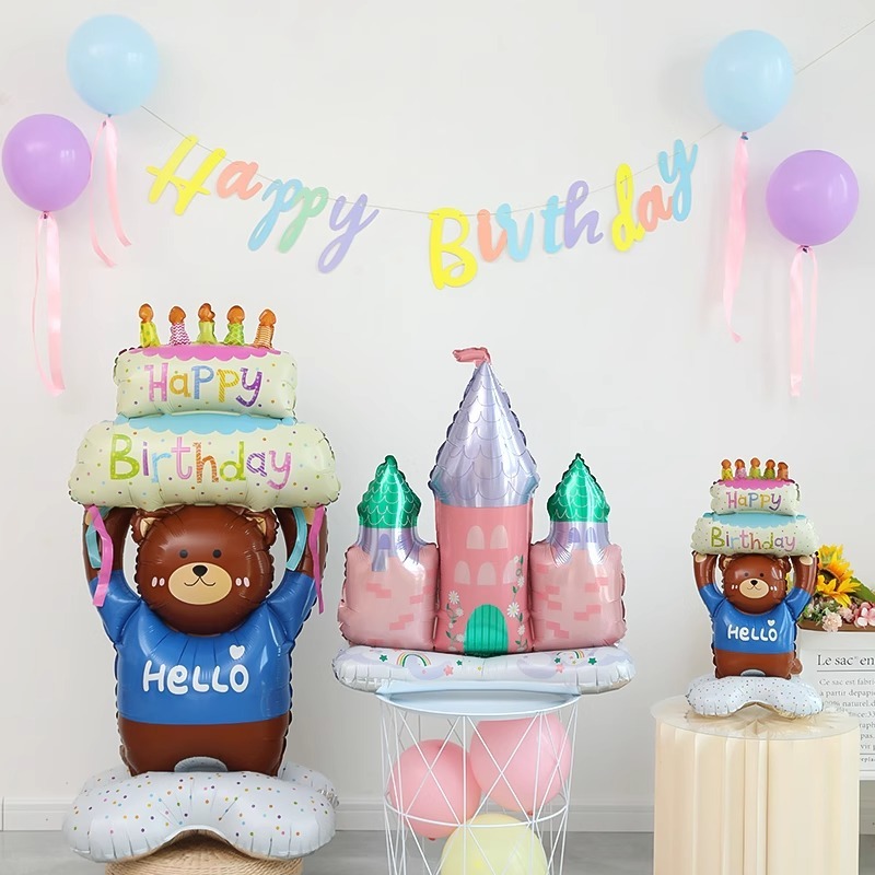 First Birthday Cake Bear Castle Aluminum Foil Balloon