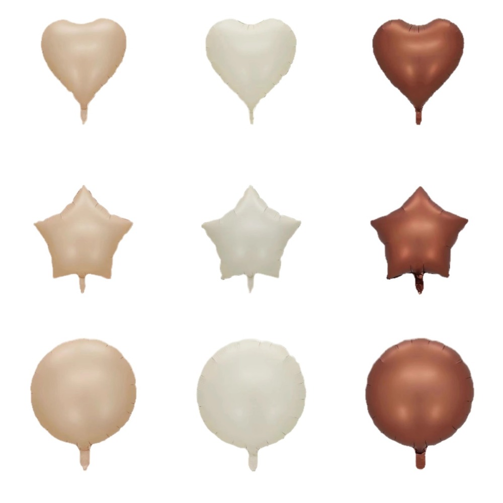 18-inch Vintage Cream Caramel Heart Foil Balloon With Five Pointed Stars