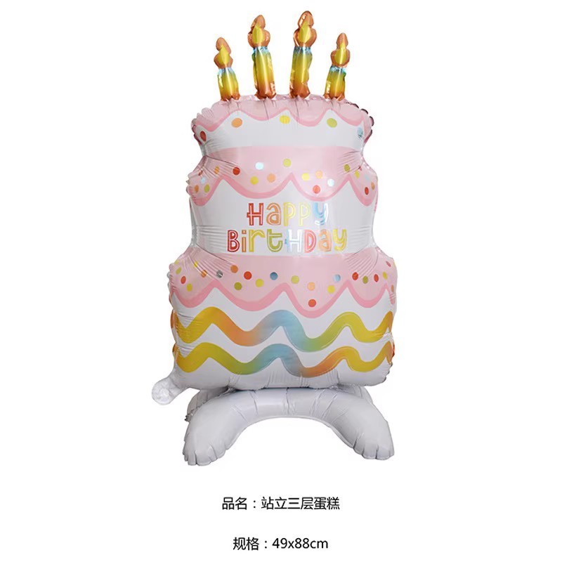 Standing Base Colorful Three-layer Cake Foil Balloon