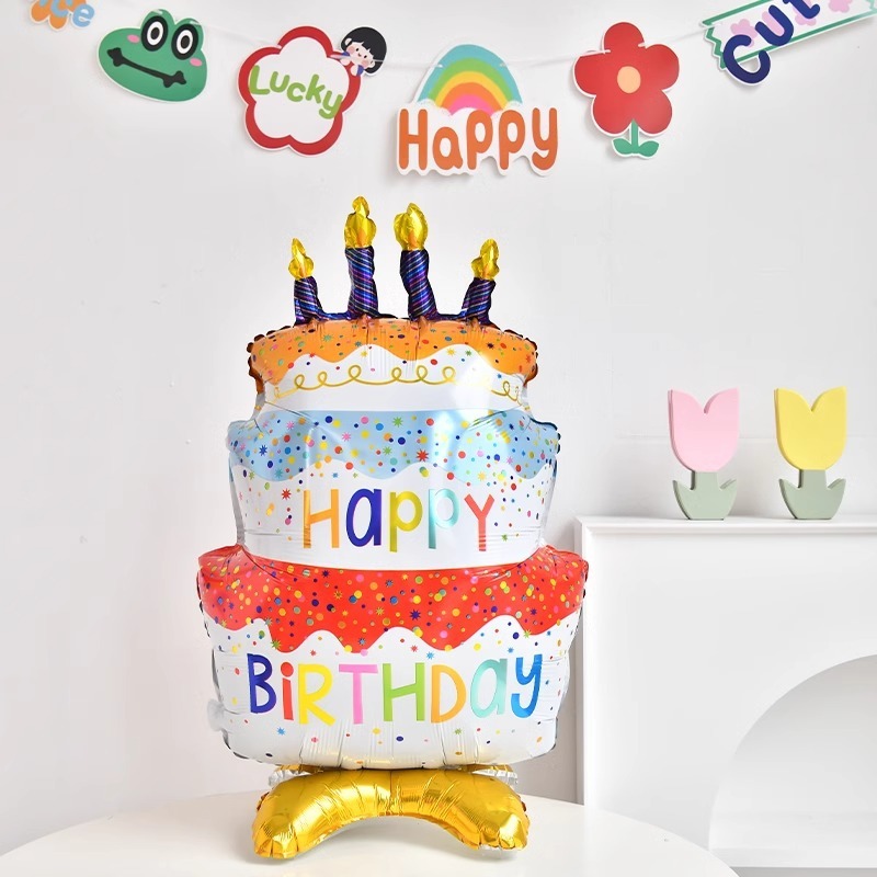 Standing Base Colorful Three-layer Cake Foil Balloon