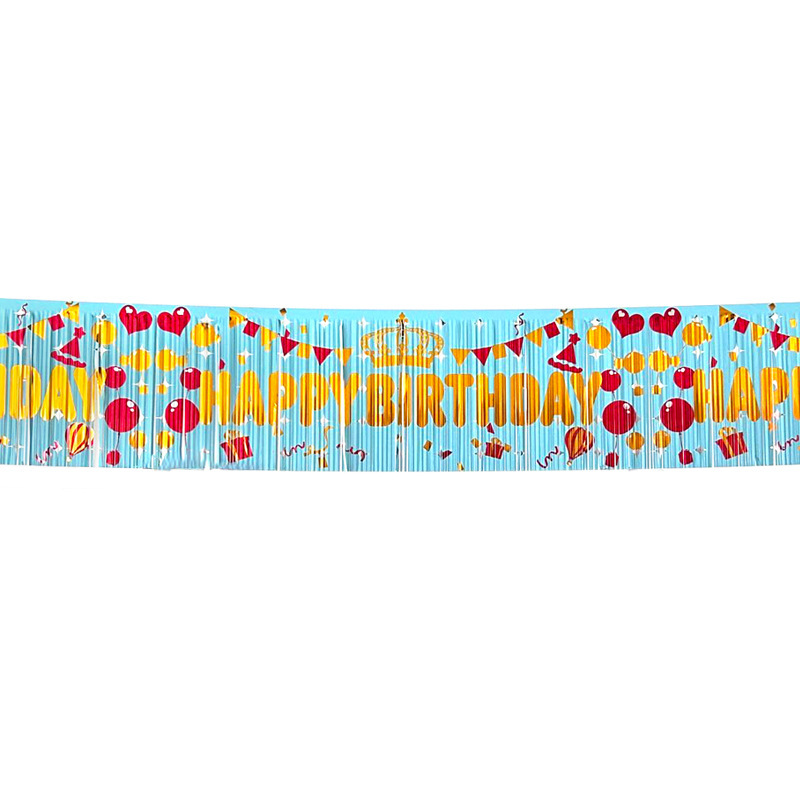 0.3m*2.7m Happy Birthday Foil Fringe Garland Metallic Fringe Banner（x1）