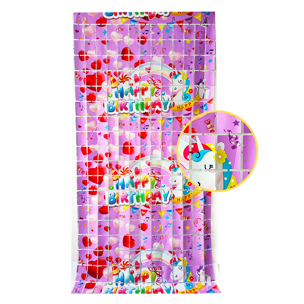 1m*2m Cartoon Unicorn Foil Fringe Curtain（x1）