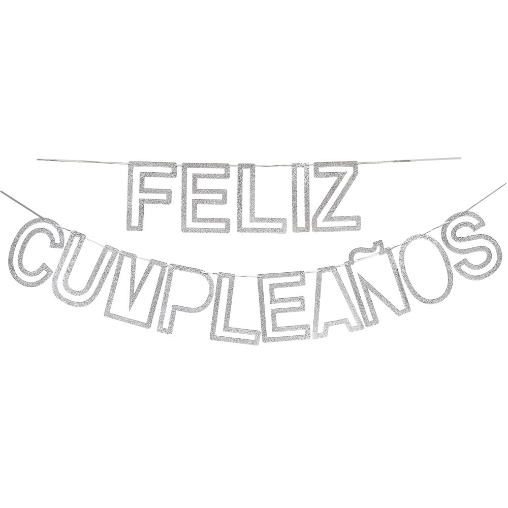Glitter FELIZ CUMPLEANOS Happy Birthday Letter Pull Flag Hollow Gold Onion Party Banner