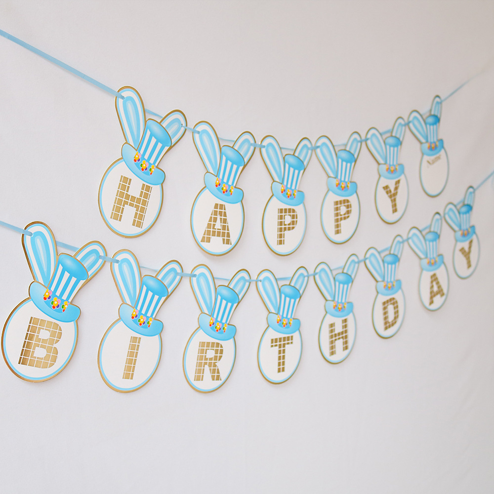Bow Rabbit Ears Happy Birthday Letter Banner