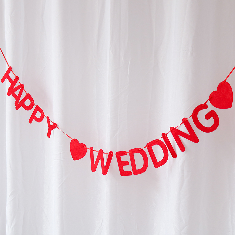 Happy Wedding Letter Pull Flag Banner