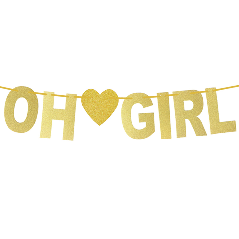 First Birthday Party Alphabet Pull Flag Gold Oh Baby Boy Or Girl Glitter Banner