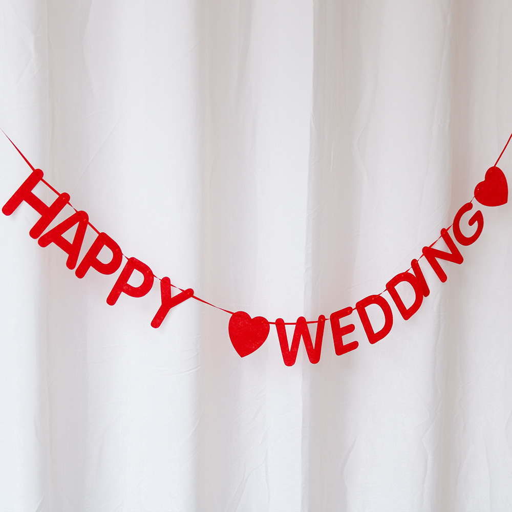 Happy Wedding Letter Pull Flag Banner