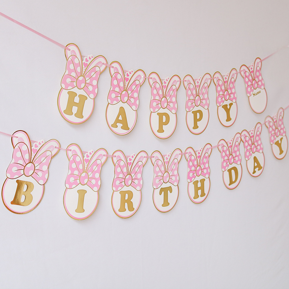 Bow Rabbit Ears Happy Birthday Letter Banner