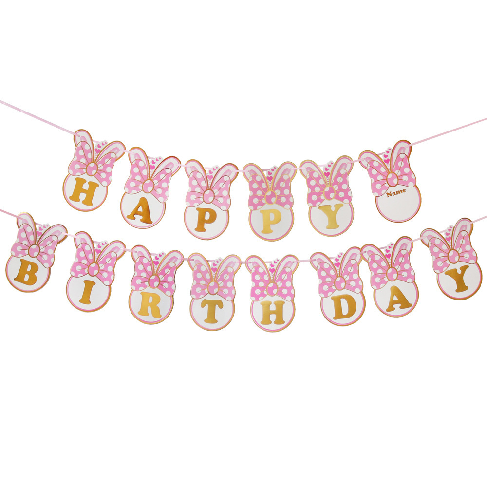 Bow Rabbit Ears Happy Birthday Letter Banner