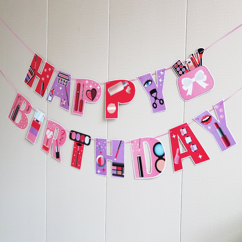 Cosmetics Themed Party Decoration SPA Creative Lipstick Birthday Banner