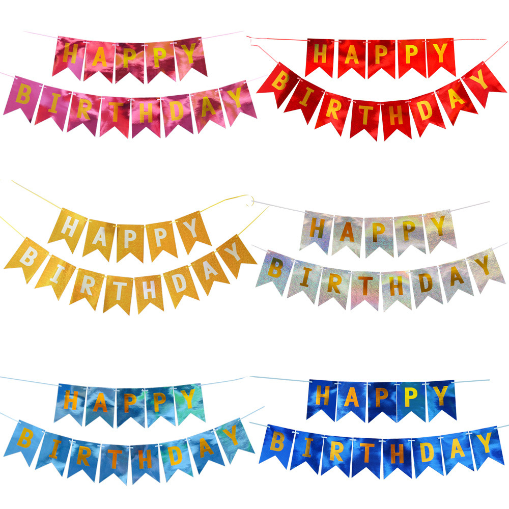 Happy Birthday Letter Kids Laser Fishtail Pull Banner