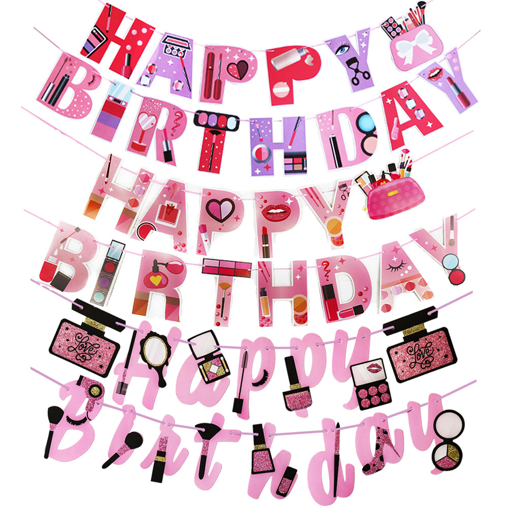 Cosmetics Themed Party Decoration SPA Creative Lipstick Birthday Banner