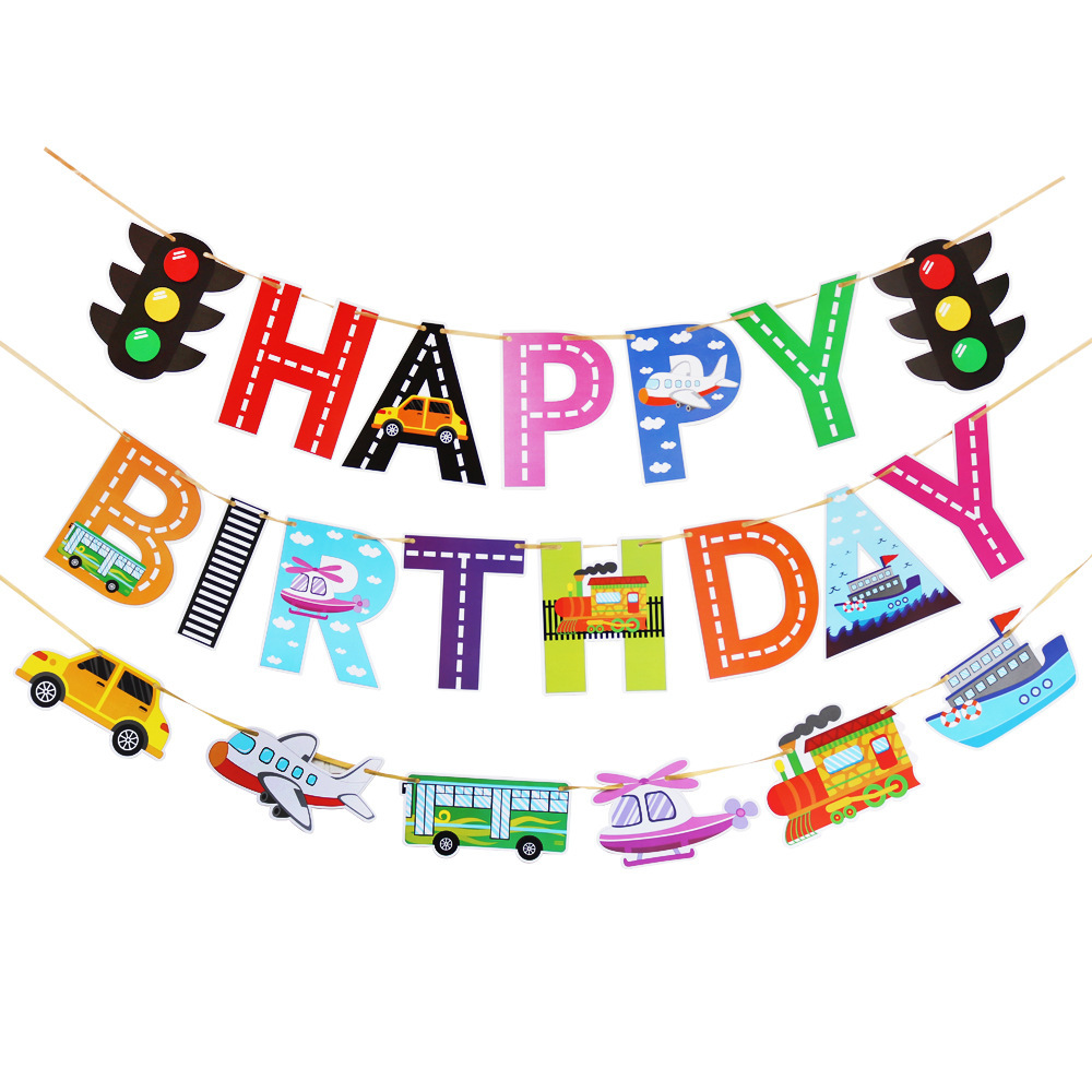 Airplane Car Vehicle Birthday Flag Traffic Light Banner
