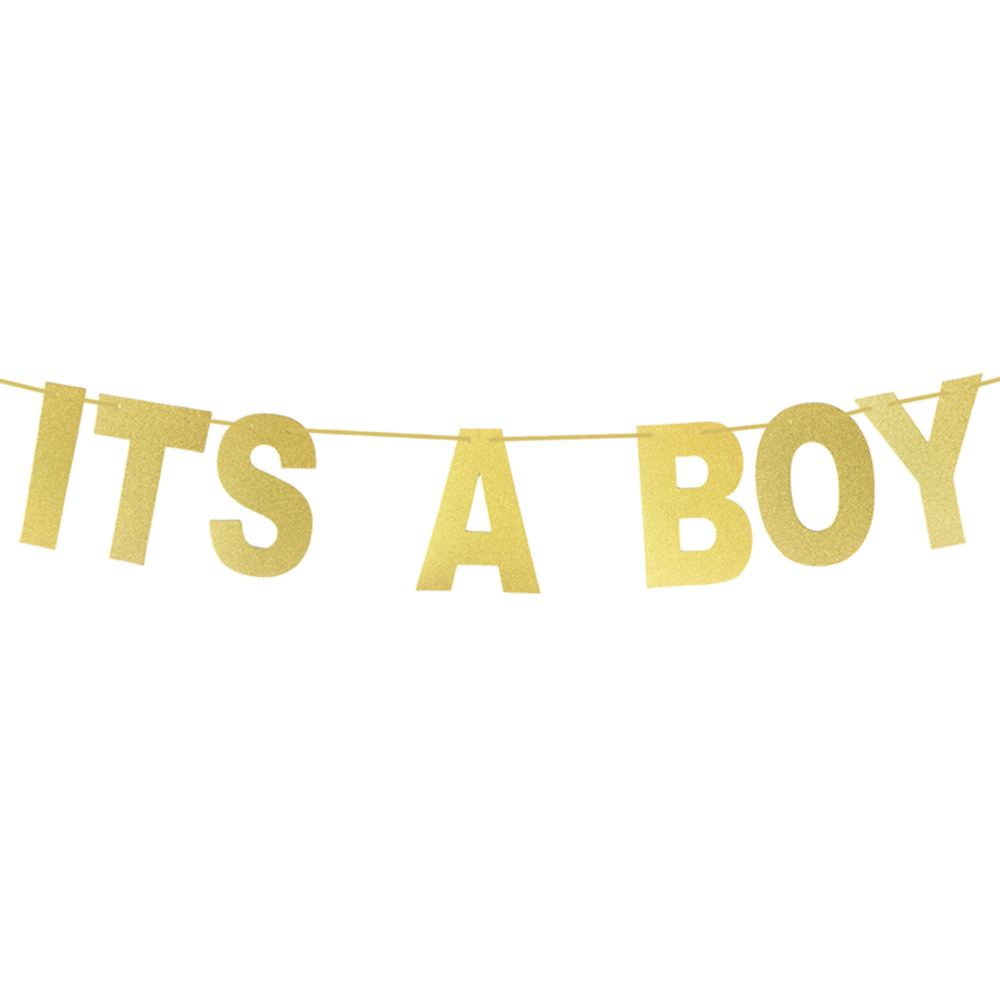 First Birthday Party Alphabet Pull Flag Gold Oh Baby Boy Or Girl Glitter Banner