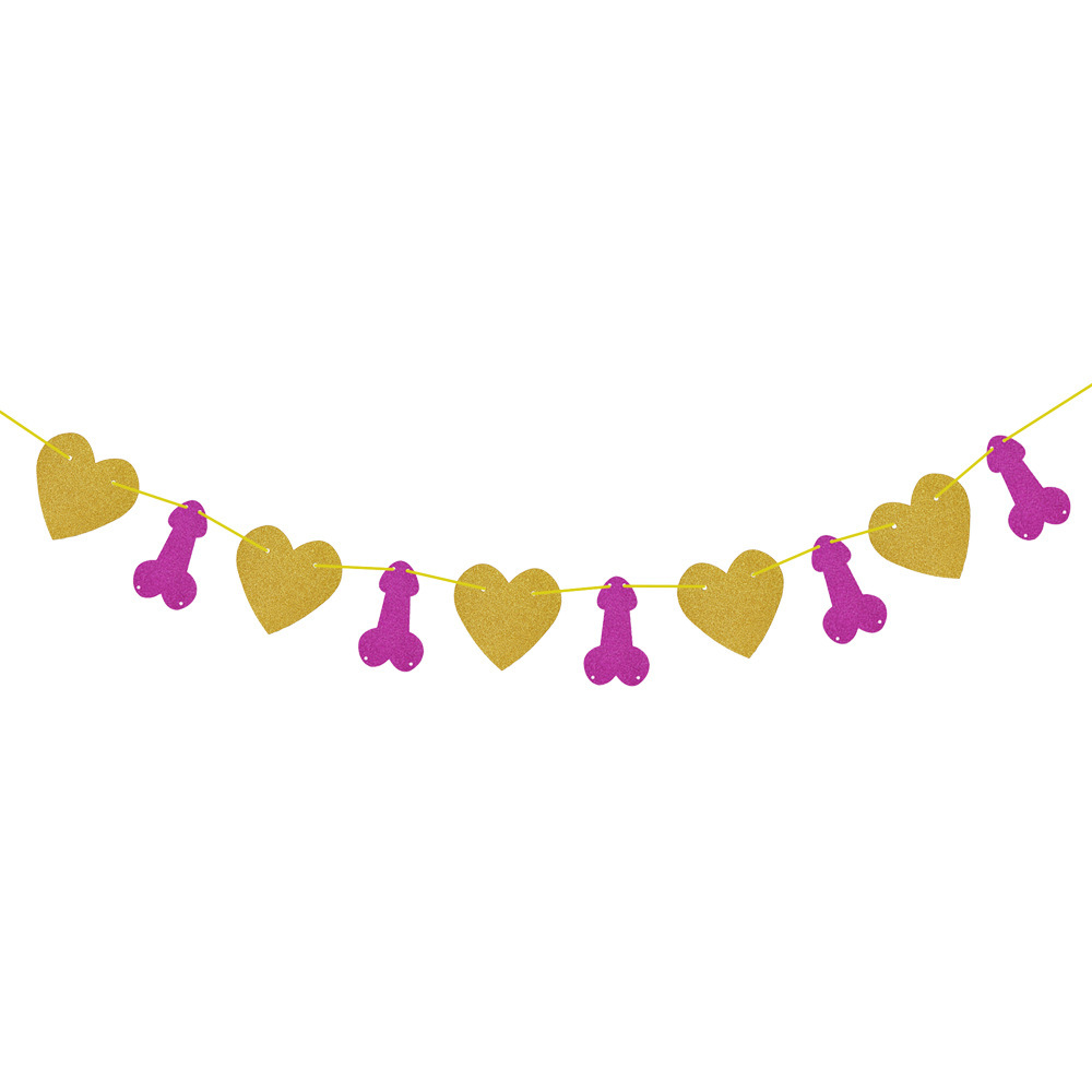 Glitter SAME PENIS FOREVER Gold Lettering Party Pull Flag Banner