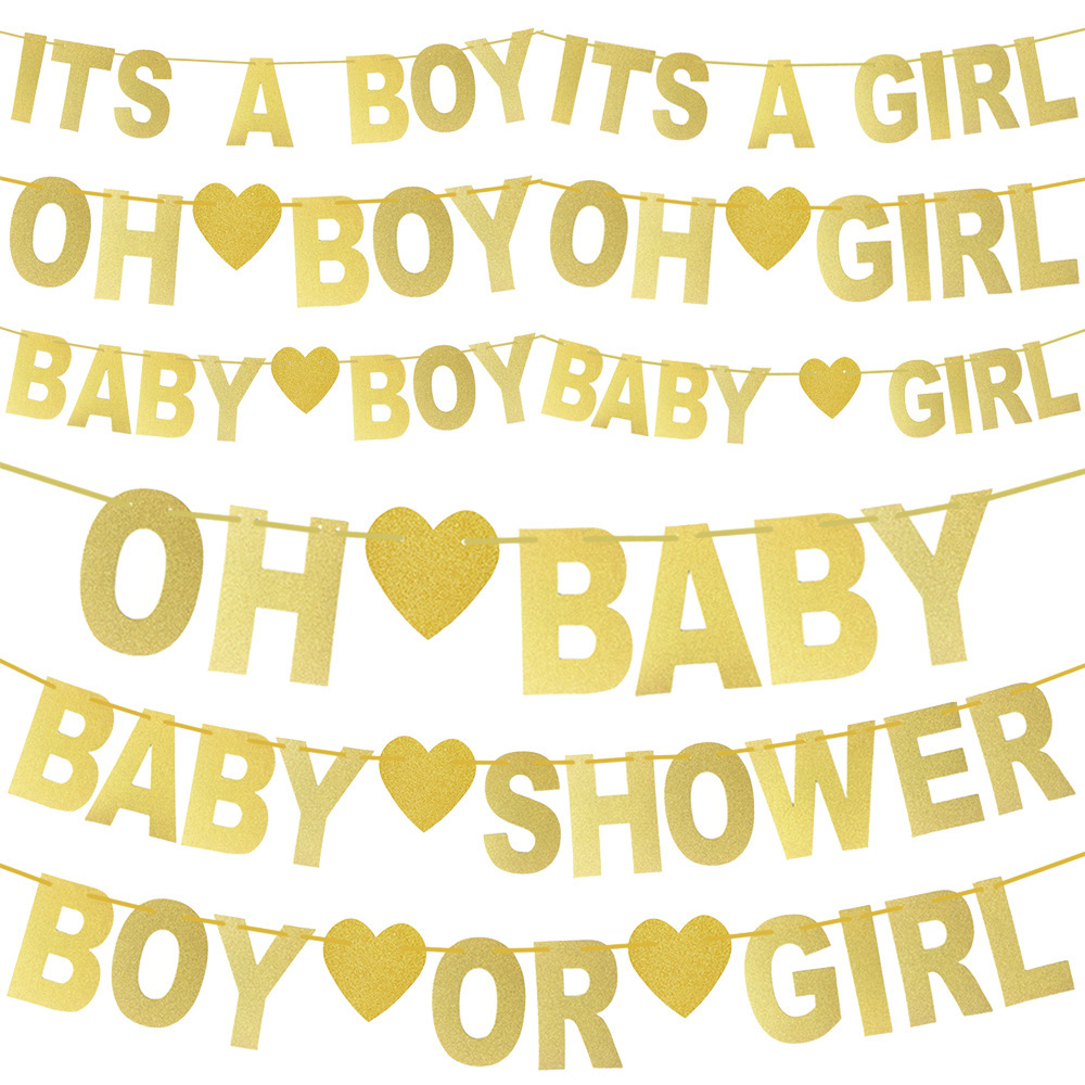 First Birthday Party Alphabet Pull Flag Gold Oh Baby Boy Or Girl Glitter Banner