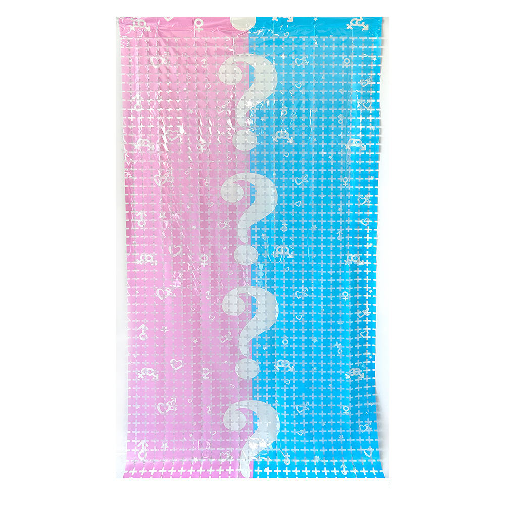 1m*1.2m Gender Reveal Blue Pink Foil Fringe Curtain（x1）