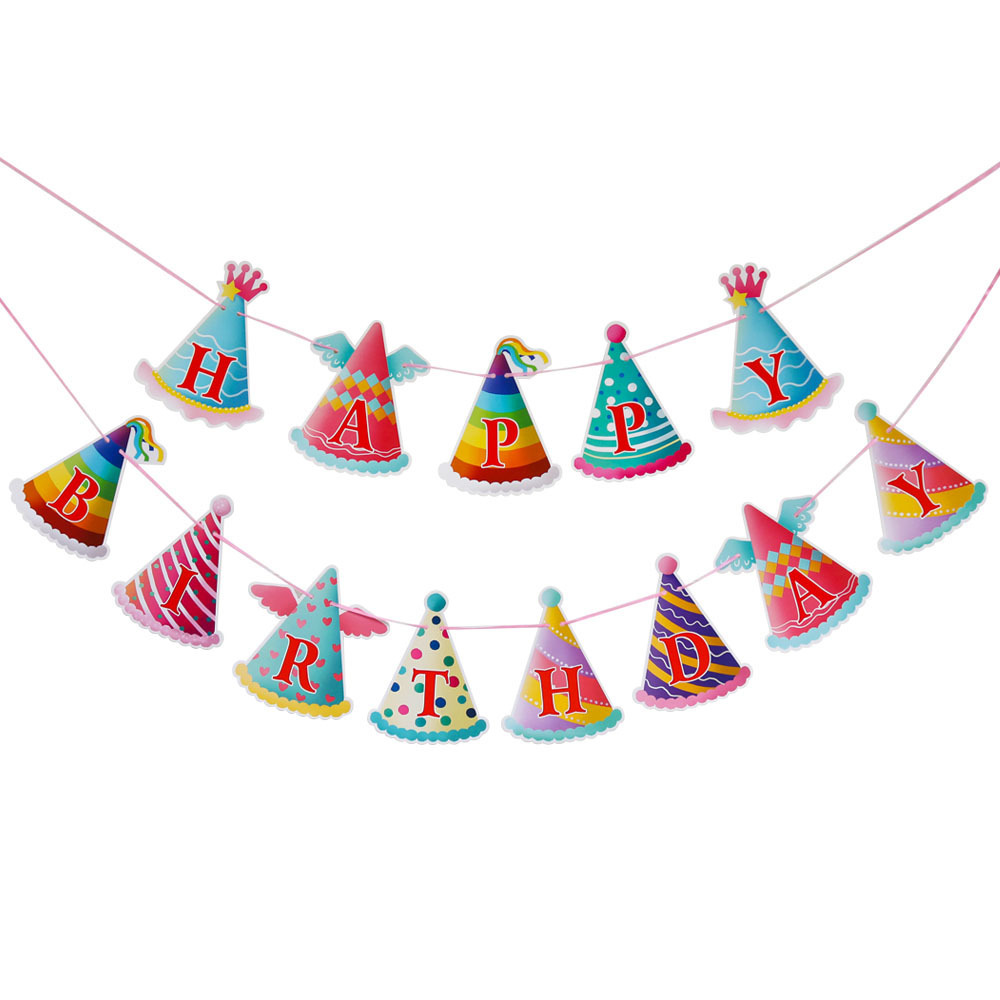 Cartoon Hat Happy Birthday Candle Letter Banner