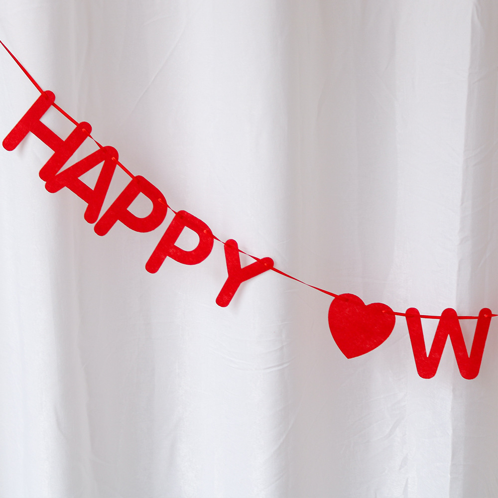 Happy Wedding Letter Pull Flag Banner
