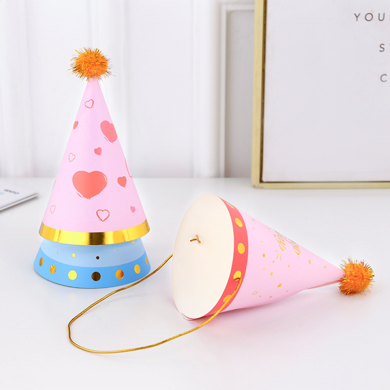 Gold Stamp Paper Cone Hats Birthday Hat（x1）