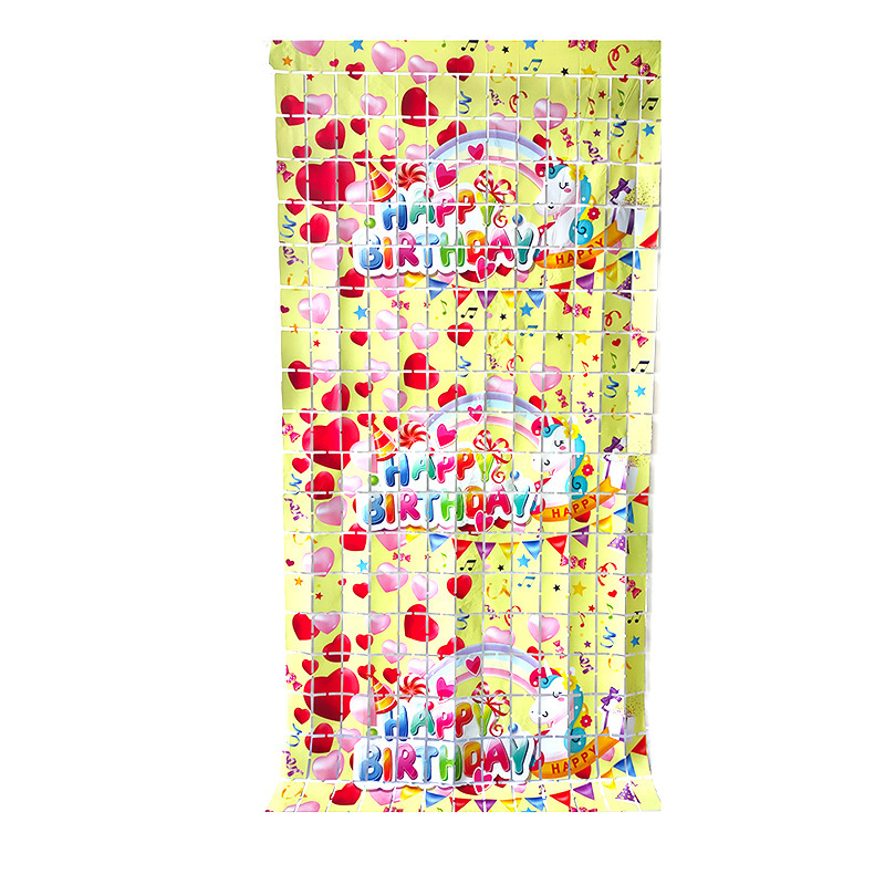 1m*2m Cartoon Unicorn Foil Fringe Curtain（x1）