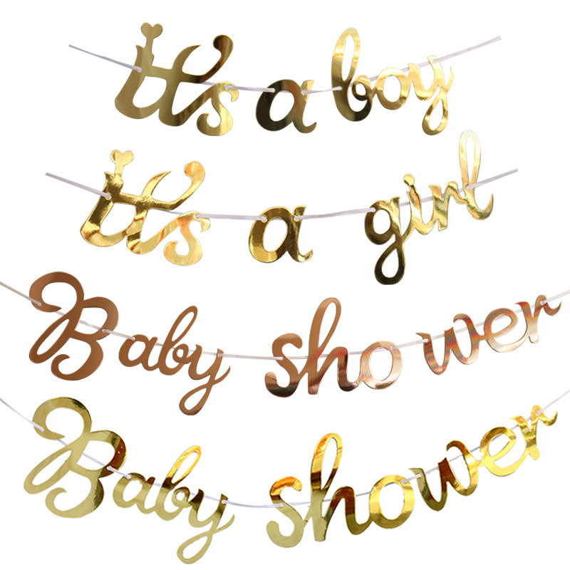 Its A Girl BABY SHOWER Party Supplies Letter Pull Flag Paper Pull Flag Pull Flower Banner