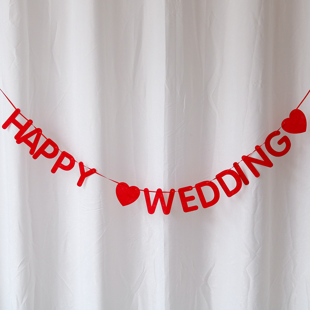 Happy Wedding Letter Pull Flag Banner
