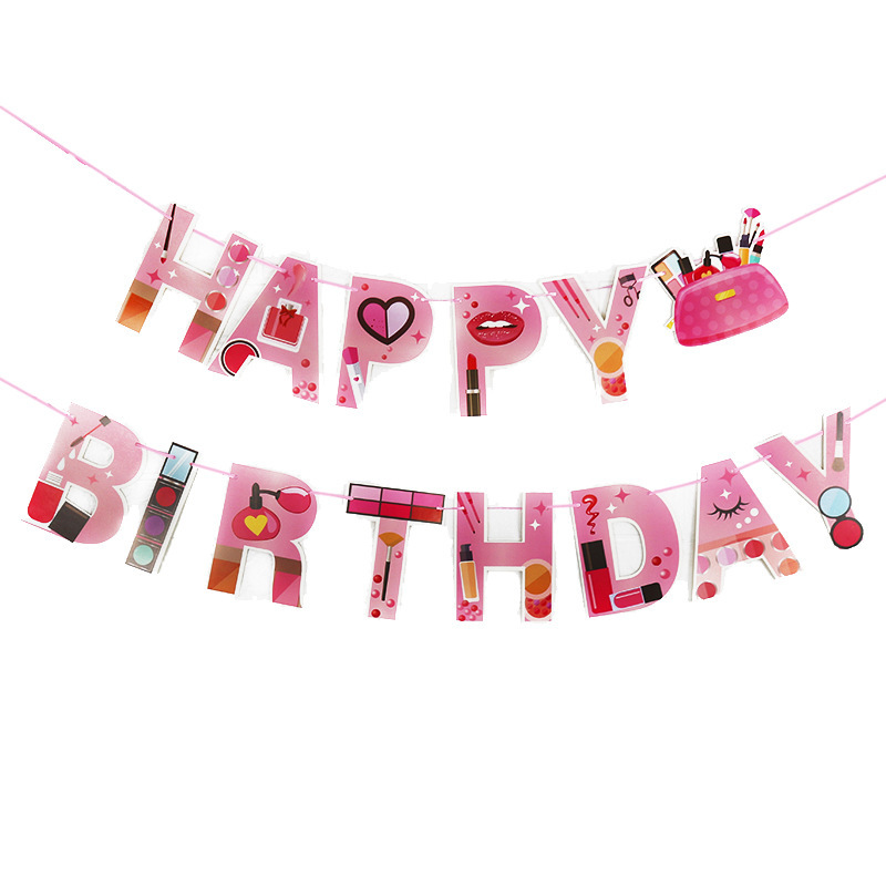 Cosmetics Themed Party Decoration SPA Creative Lipstick Birthday Banner