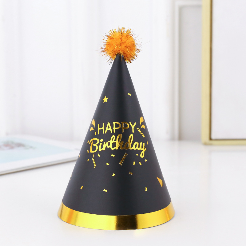 Gold Stamp Paper Cone Hats Birthday Hat（x1）