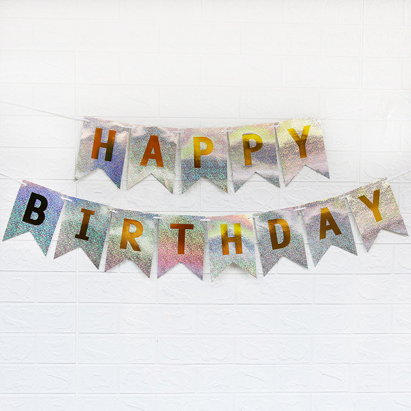 Happy Birthday Letter Kids Laser Fishtail Pull Banner