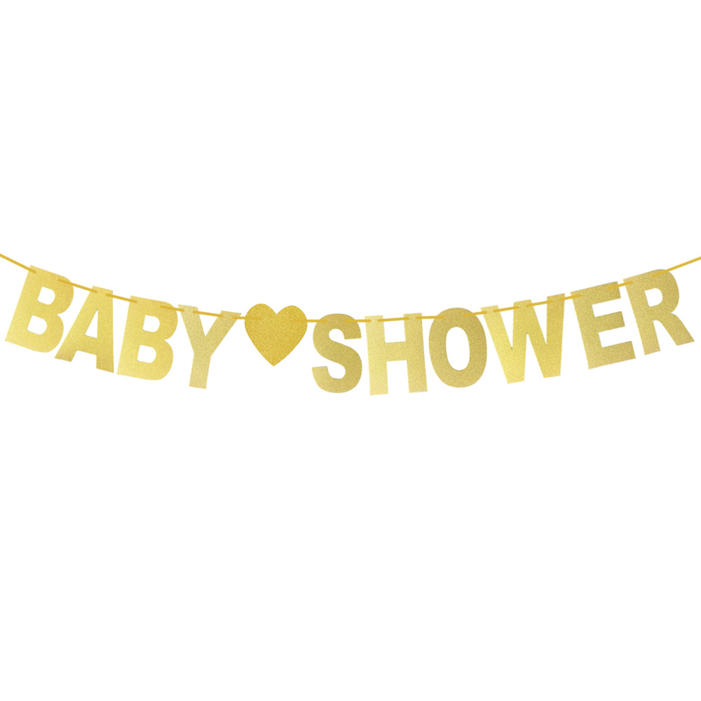 First Birthday Party Alphabet Pull Flag Gold Oh Baby Boy Or Girl Glitter Banner